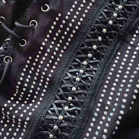 FN Long Sleeve black AB Rhinestone Dress - Picture 2 of 2